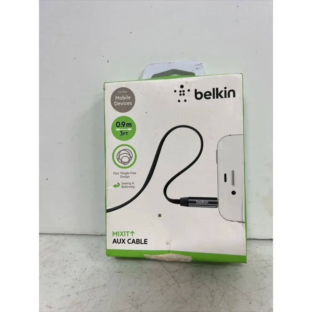Belkin MIXIT 3 Feet 3.5mm Aux Auxiliary Cable For Car Home Audio - Black